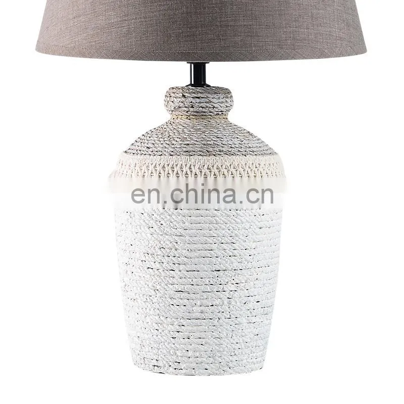 new design antique cement table lamp and rope pattern desk lamp