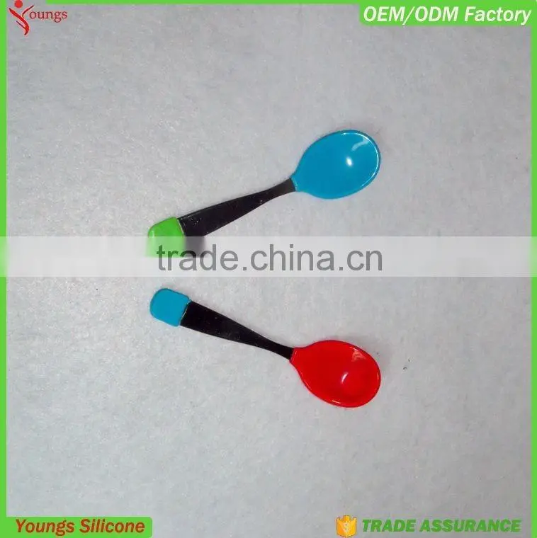 FDA silicone spoon with stainless steel handle silicone baby spoon