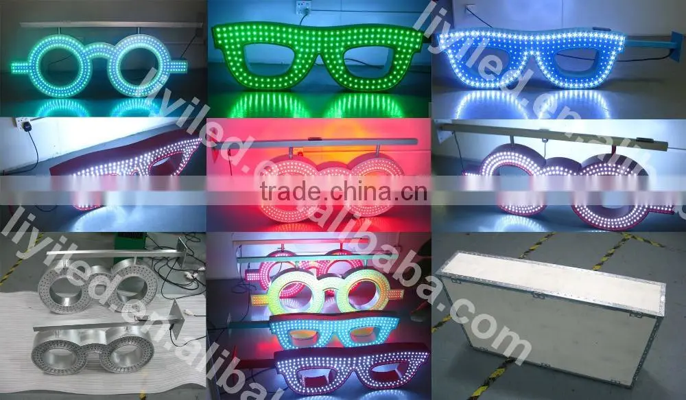 2016 new electronics outdoor optician shop advertising neon led optical glasses sign