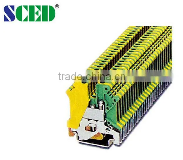 Euro Type Din Rail Mounted Ground Earth Terminal Block 5.20mm Terminal Width