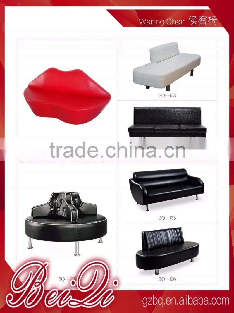 Beiqi 2016 Popular New Design Red Cafe Restaurant Lounge Sofa U Shape Waiting Chair in Guangzhou