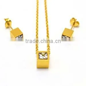 women jewelry gold jewelry crystal girls party dresses Square jewelry set