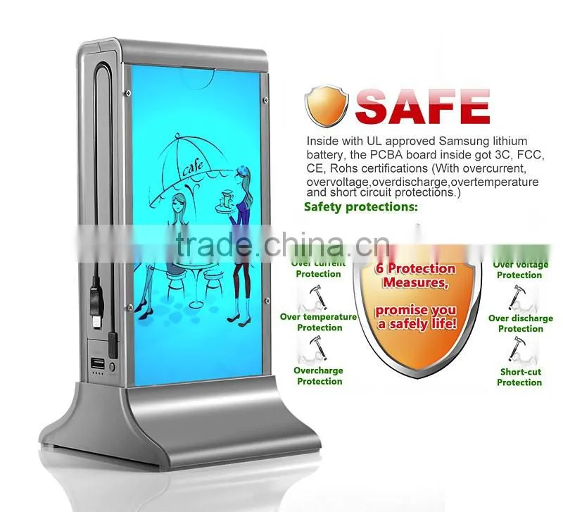 Restaurant or coffee shop menu 50000mah power bank with LED light