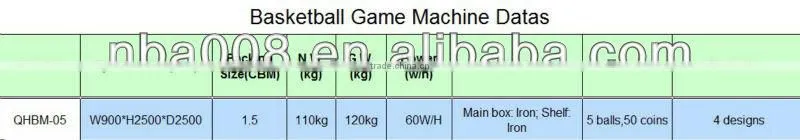 QH coin operated shooting hoops basketball arcade machine