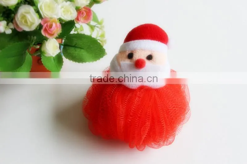 2015 hot selling colorful Cartoon shaped bath sponge for christmat promotion