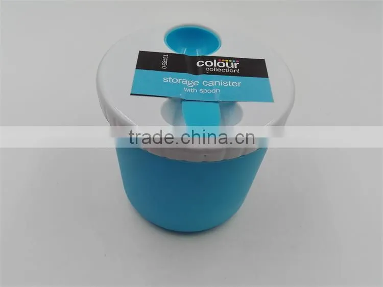 plastic storage canister with spoon