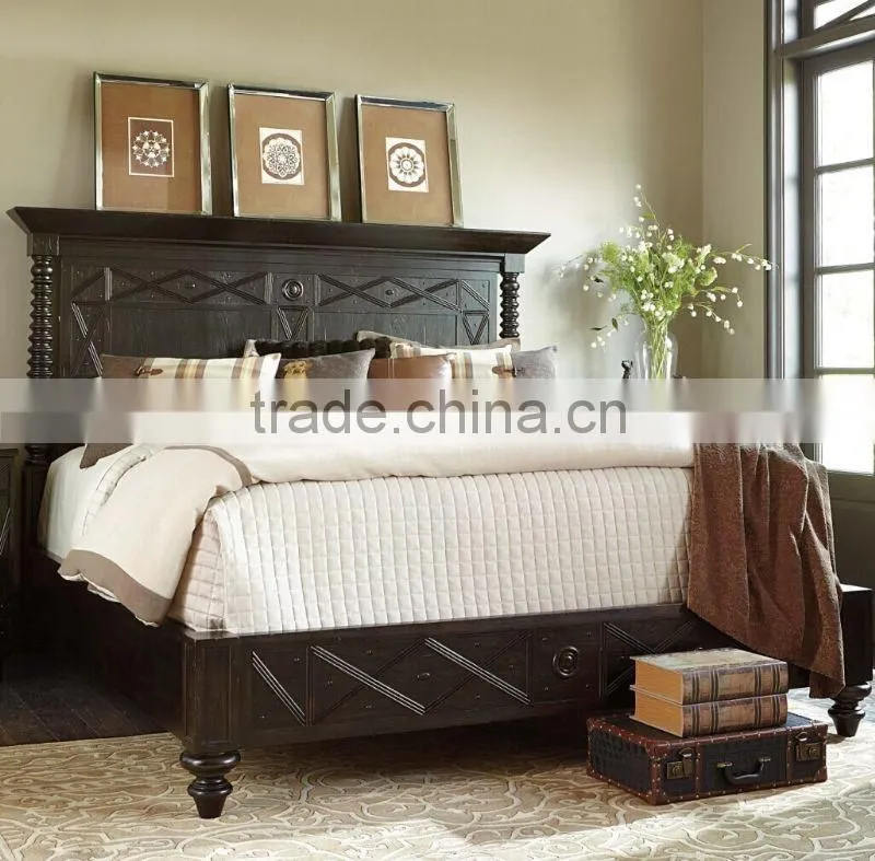 American modern design solid wood bed and nightstand king size bed