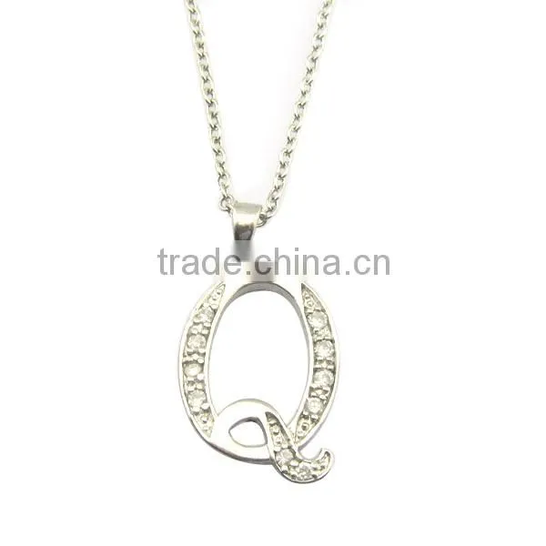 High Quality Letter Q Pendant Silver Pendant Necklace