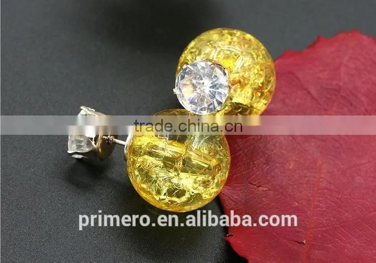 Fashion Brand Jewelry Double Side Pearl Stud Earrings Beads Statement Earrings