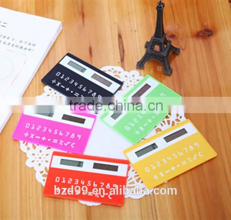 Solar Powered Gift Items/ Porket Mini Card Shape Solar Unique Calculator/ Electronic Gift Logo Custom Printed OEM Manufacturer