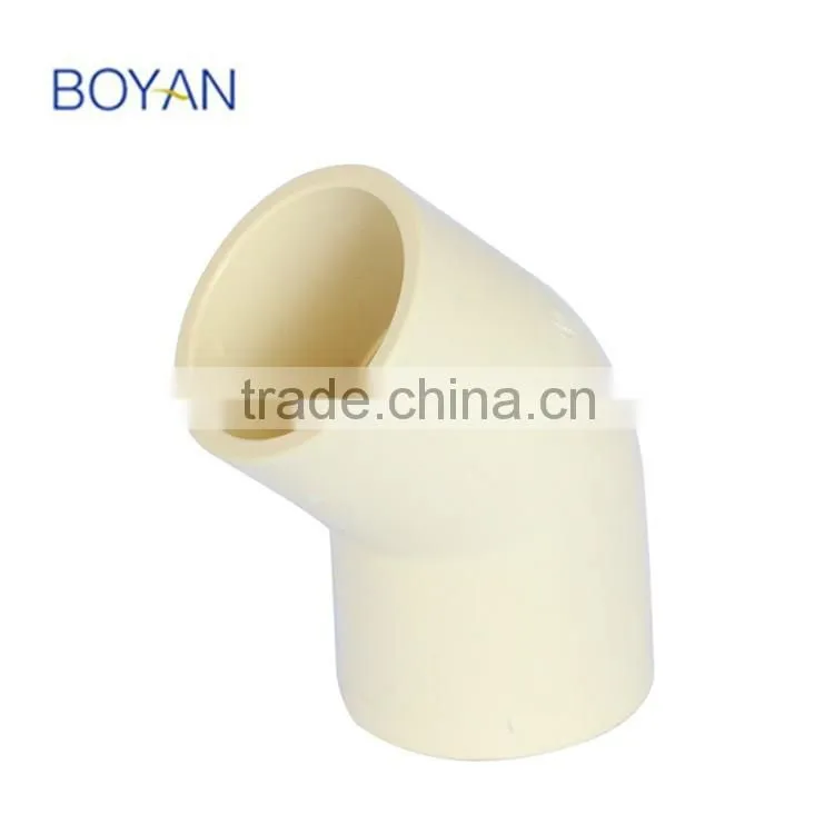 BOYAN zhejiang plastic pipe fitting hot water ASTM 2846 standard cpvc 45 degree elbow
