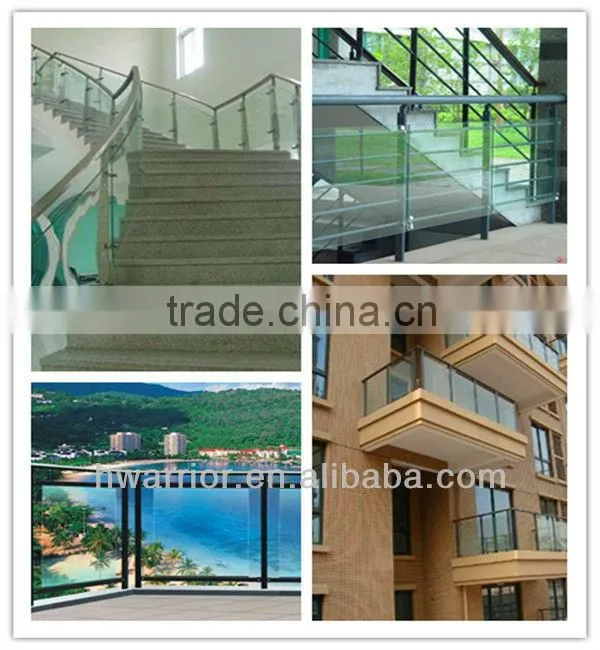 Balcony glass railing with frame