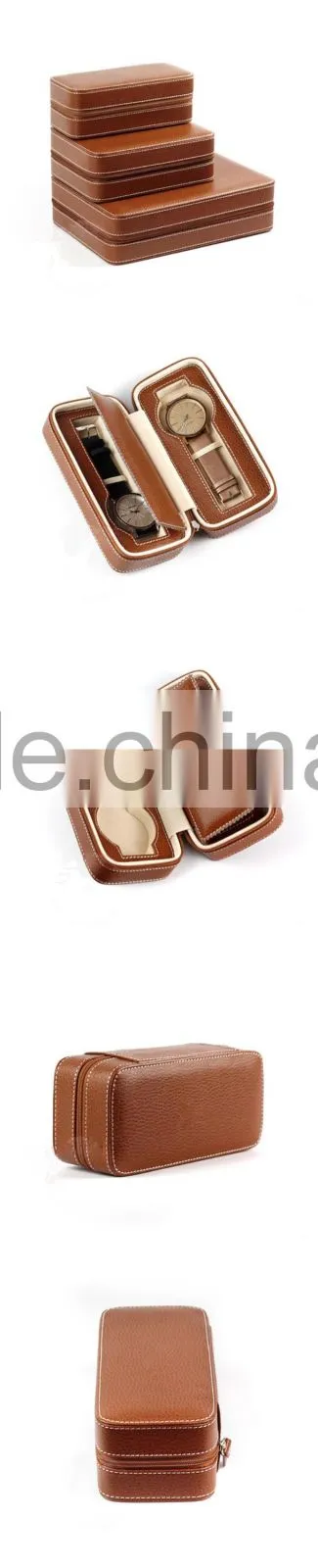 engraved leather watch case with zipper