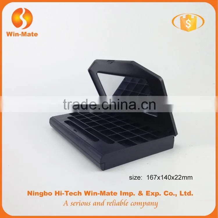 Factory promotion! 2 layer foldable 5 color black large Eyeshadow Palette box with mirror