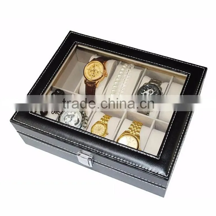 Wholesale Custom Stunning Wlegant 10 Slots Black Wooden Watch Boxes For Men.