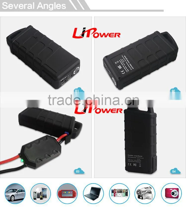 Manufacturer of 12000mAh 12 volt lithium ion battery Ignition Starter emergency jump starter with LED light generator
