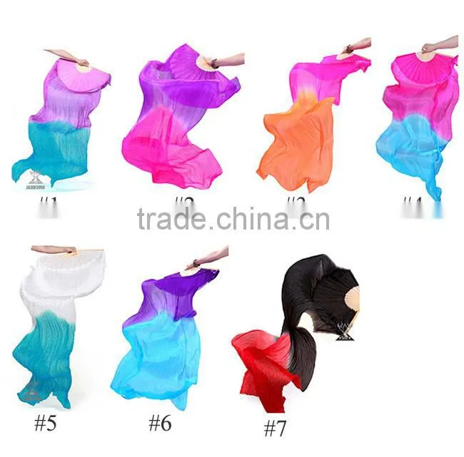 Long Silk Fabric Dancing Fans for Belly Dance