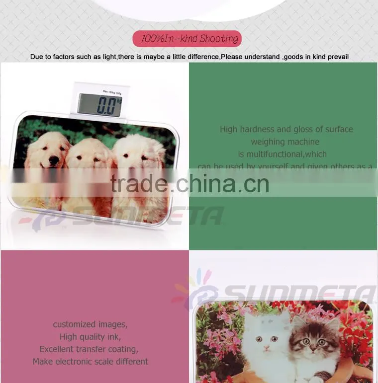 Sunmeta factory directly blank sublimation glass photo frame Electronic scales BL-19