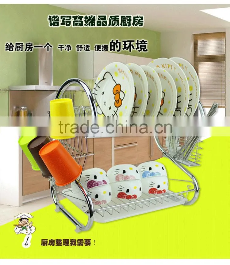 Double layers stainless steel dish rack Kitchen S type double bowl Kitchen S type double bowl dish rack,
