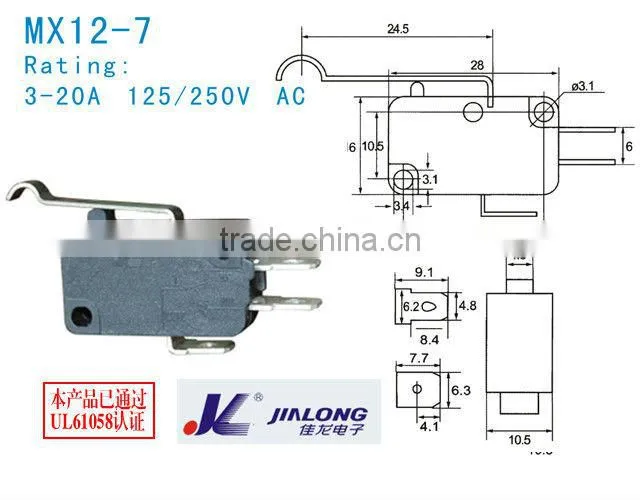 snap action LS microswitch 3-20A 125/250V AC