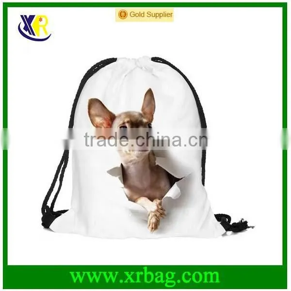 Dollar 3D Print Polyester Lady's Classic Man Gym Drawstring Bag Reusable Shopping Bags