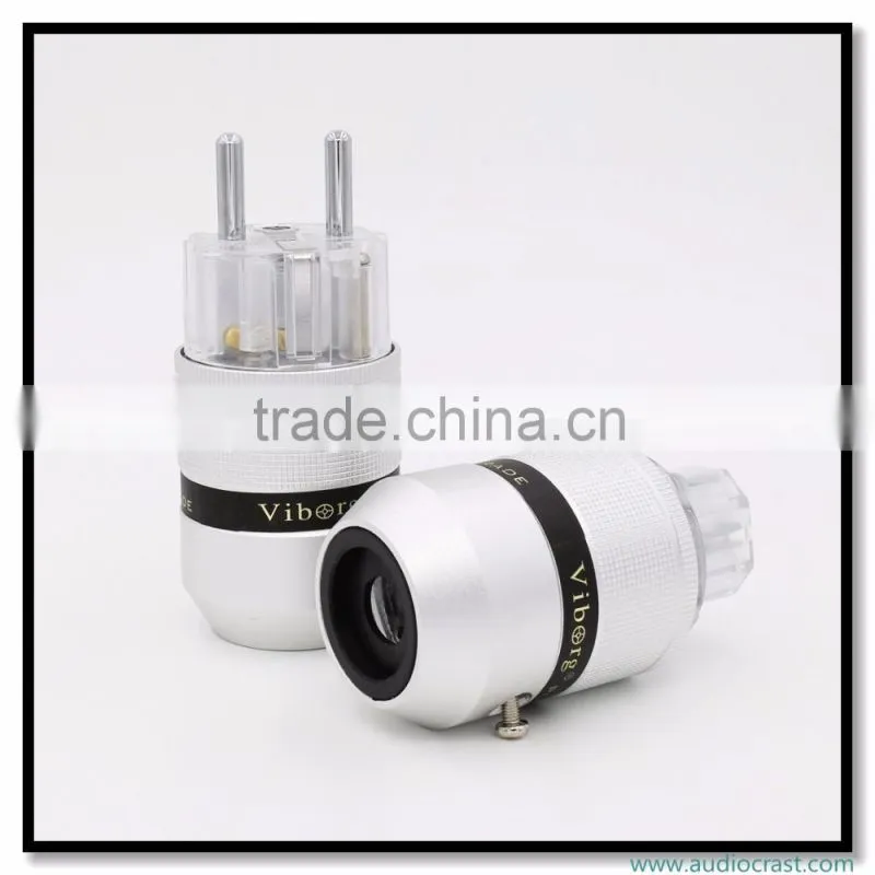 OEM/ODM Viborg Audio Aluminum Rhodium Plated Schuko Power Plug Male Connector+IEC Female Plug