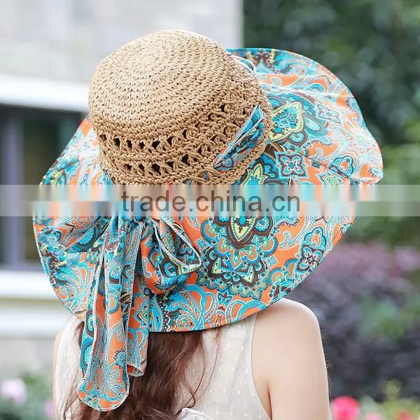 Beautiful design Women's paper peacock animal straw hats
