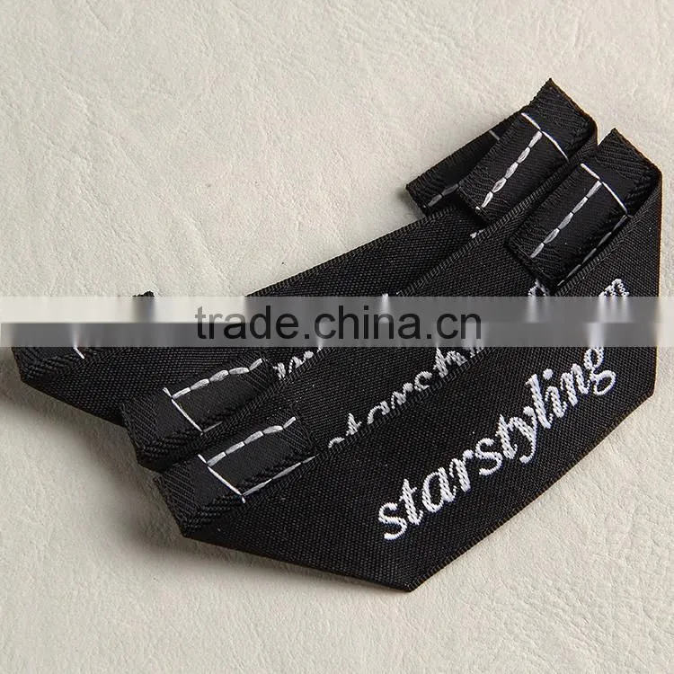 Custom unique triangle folded weaving neck label size label for women's spring suit