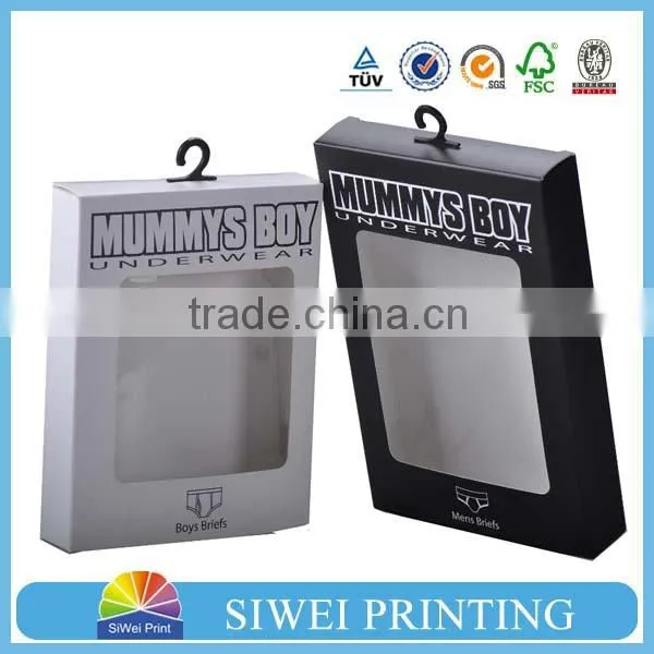 Customized underwear folding packaging paper box with clear window