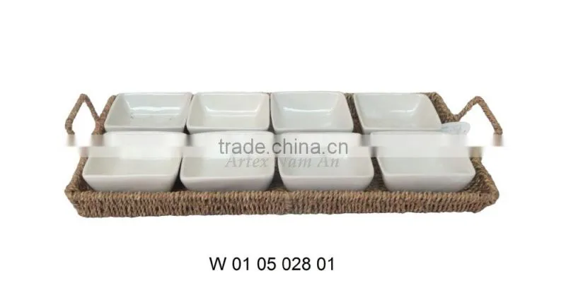 Square Seagrass Tray for Serving Tea
