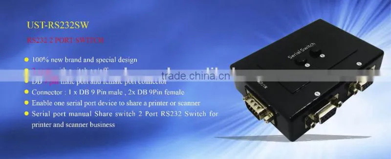 Serial port manual Share switch 2 Port RS232 Switch for printer and scanner business