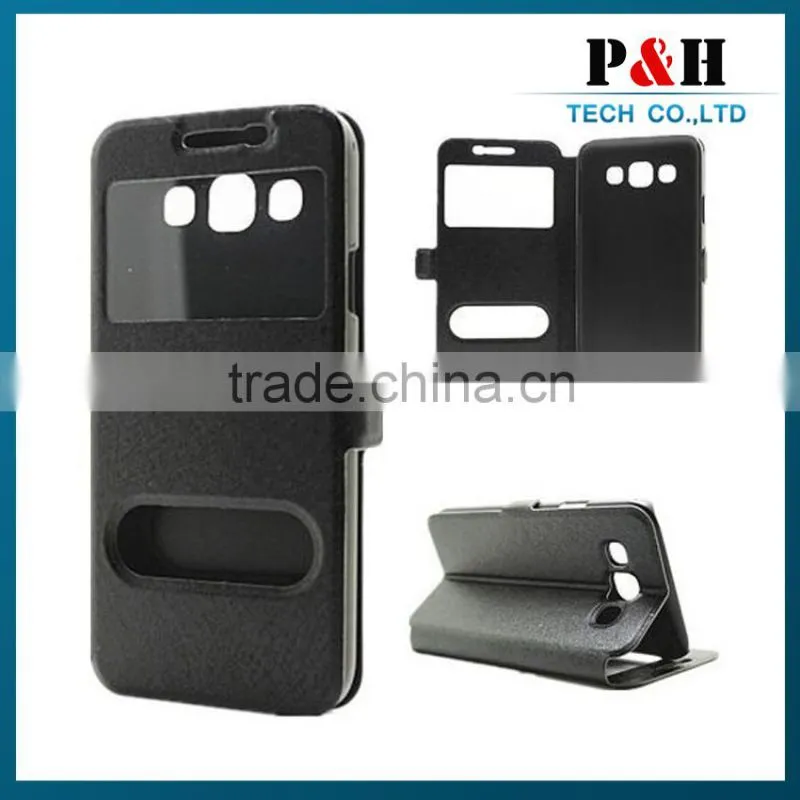 Flip Leather Cover Case For Samsung Galaxy E7 With Caller Id Display Window
