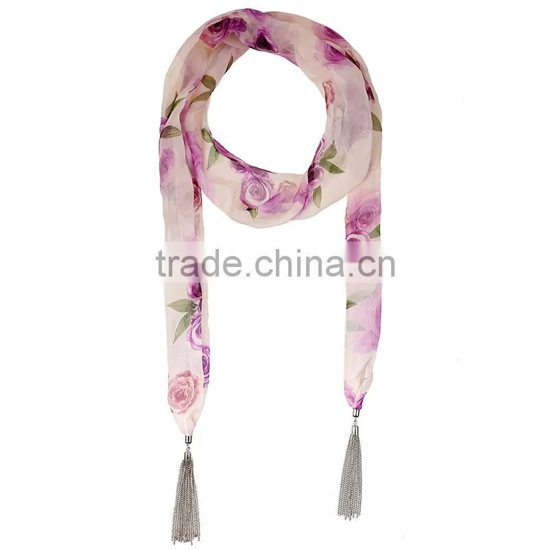 Fashion romantic rose pattern scarf,soft polyster scarf