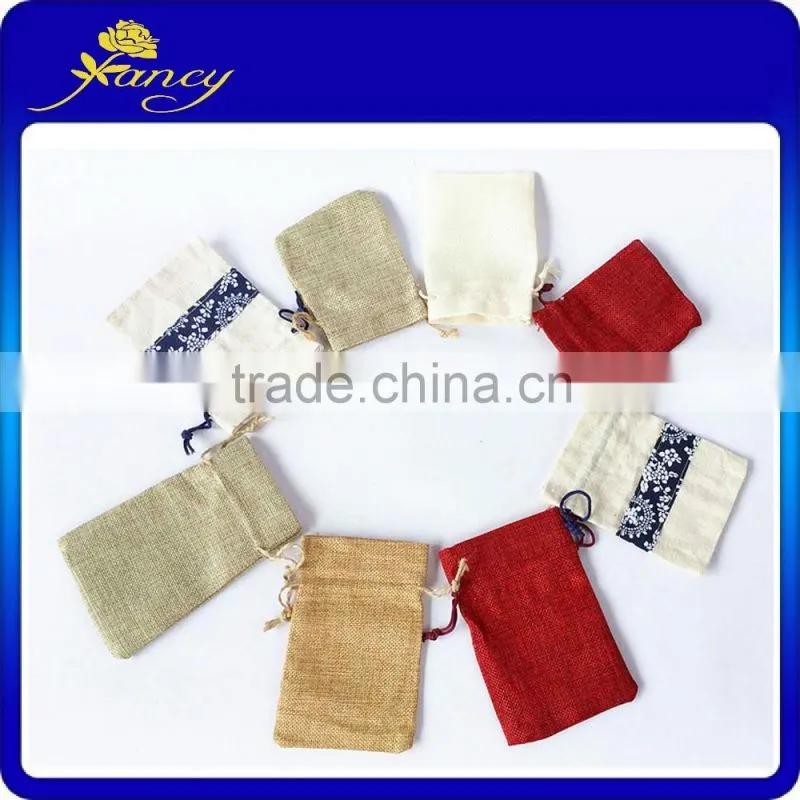 Fashion Mini linen Gift Bags customized printed bags