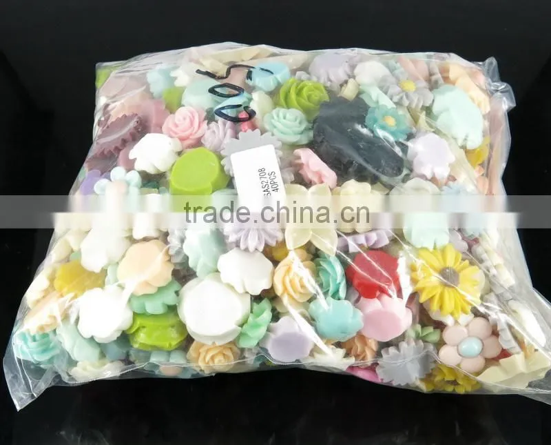 2016 YIWU wholesale IN STOCK BULK mix color mobil phone flower sticker resin DIY flower cabochons