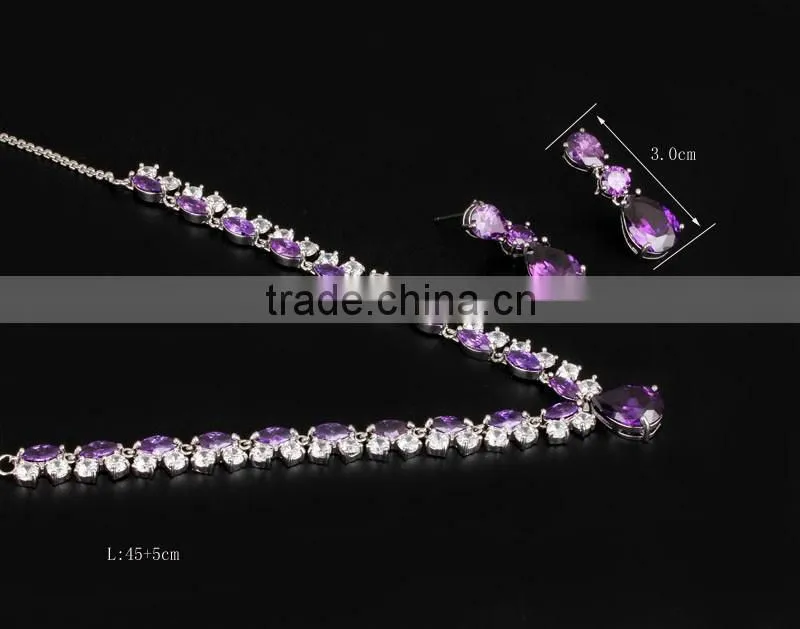 CZ Jewelry Amethyst Crystal Jewelry Set Costume Jewelry Spain