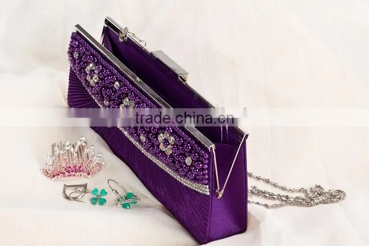 ladies beaded evening satin party bag