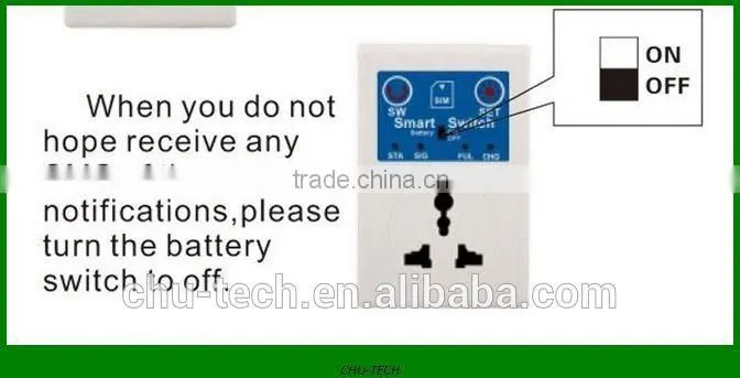 Remote Control Wireless Mobile Phone GSM SIM Smart Socket Switch wtih battery
