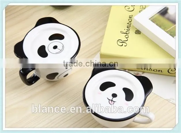 ceramic cute panda mug with panda face shape