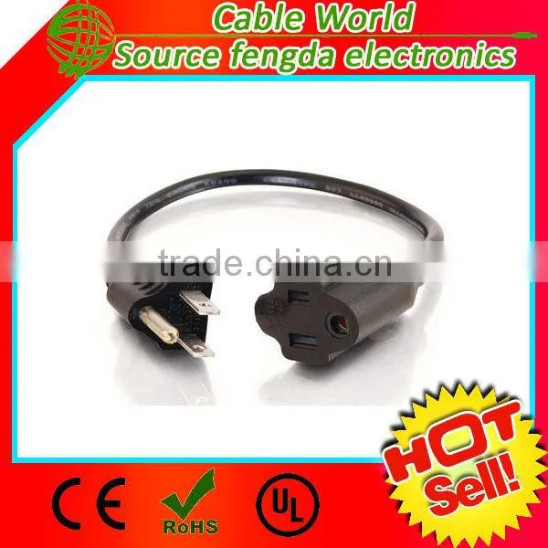 US AC power cord NEMA 5-15P to IEC C13 power cable 125V 10A
