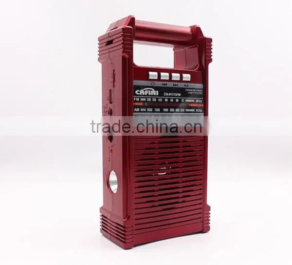 Factory sale mini portable fm radio with flashlight