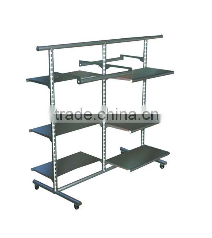 Floor standing tube display shelf metal clothes drying display rack HSX-111