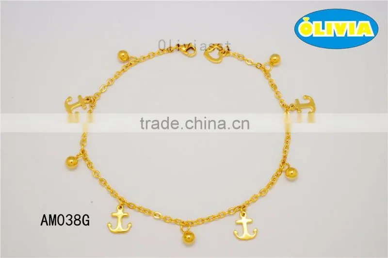 Olivia 2016 New Fashion Stainless Steel Jewerlry Simple Leaves design anklets for women