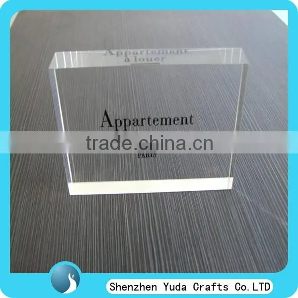 custom clear and colored cast acrylic block , engraved plexiglass logo block, silk-screen printing perspex brick 20-50mm thick