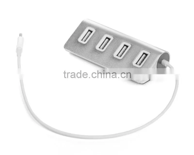 Aluminium casing usb por hub, Type C Change to 4 port usb 2.0 hub for Macbook with LED indicators