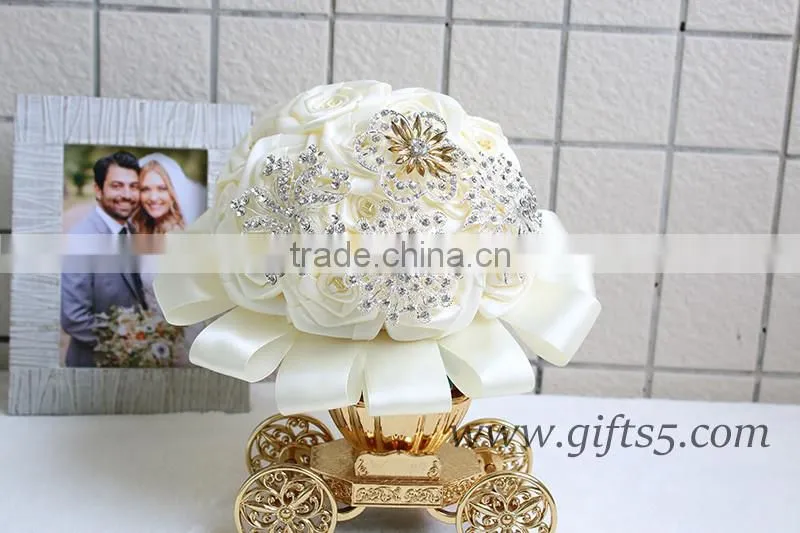 Custom Stunning Immortal Ribbon Rose Wedding Bouquets