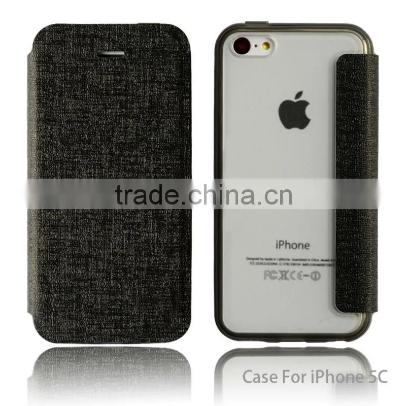 2014 Customized flip leather phone case cover for iphone 5c