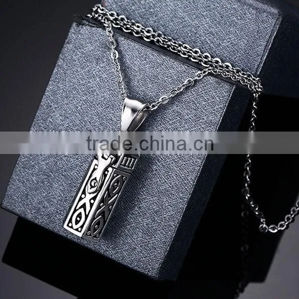 Retro Cuboid Ashes Stainless Steel Pendant Necklace