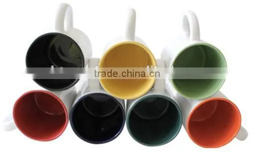 2015 High Quality Sublimation White Plain 11oz Ceramic Inner Color Mug