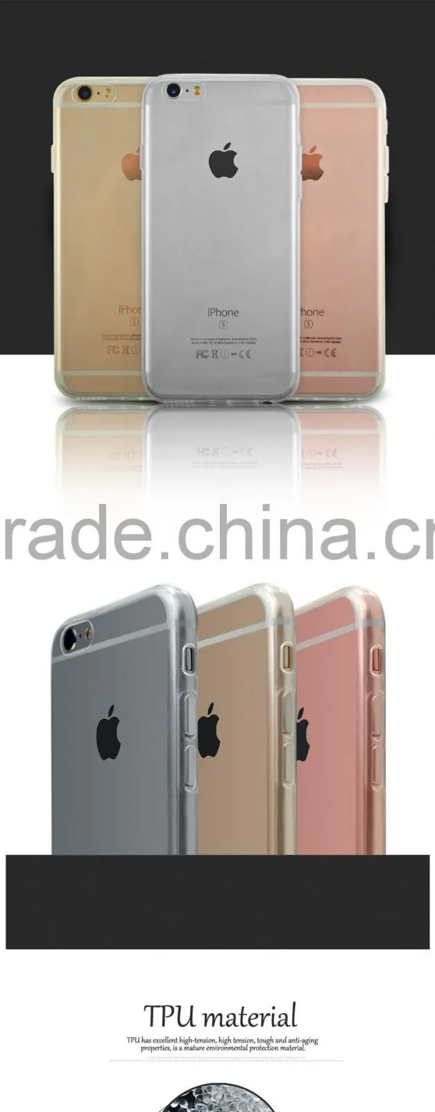 New Clear Soft Transparent Gel Skin tpu case FOR IPHONE 6 case